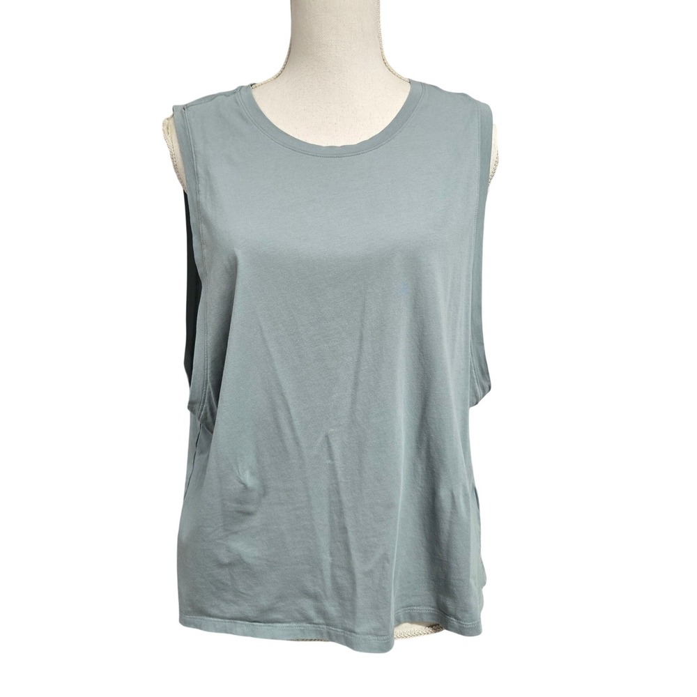 Vuori Zephyr Muscle Tank Top Blue Gray Sage Activewear Yoga Gym Workout Size XL